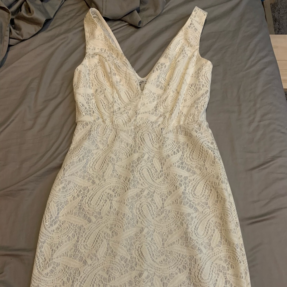 Cream and silver fitted dress shower